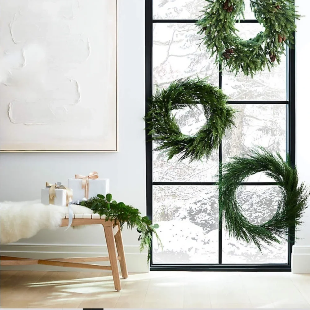 Crate and barrel 26” cypress wreath. New w/o tags